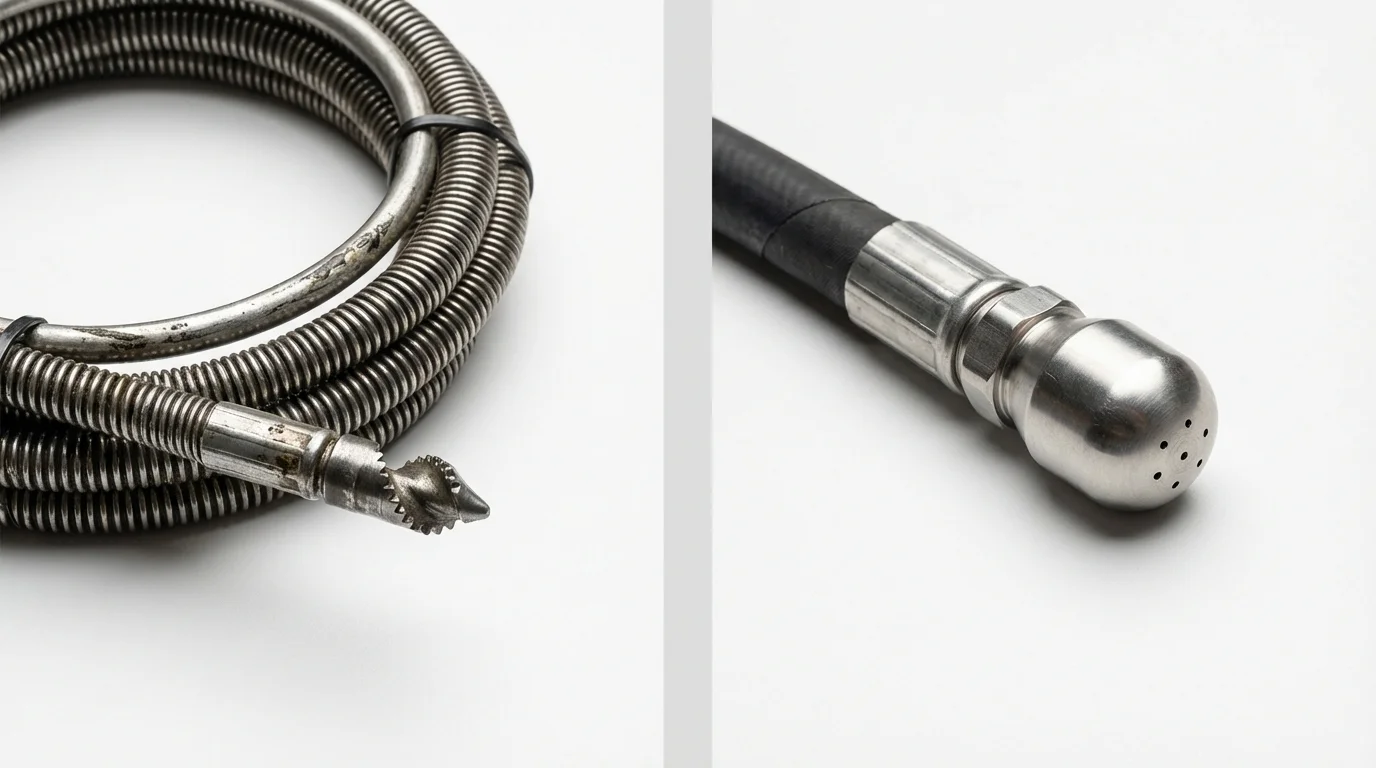 Drain snake cable and hydro jetting nozzle used for drain cleaning in Bland, VA
