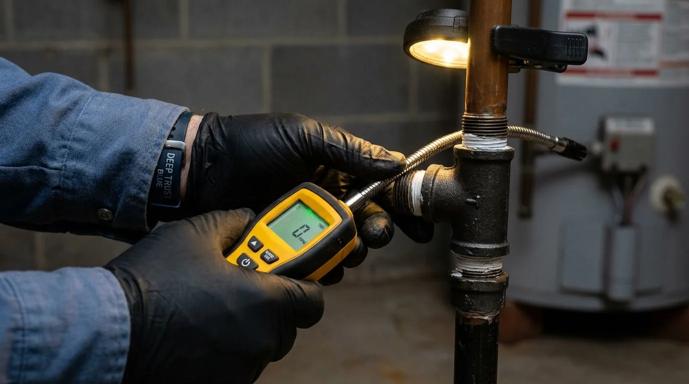 Gas leak detection with electronic sniffer by Johns Plumbing LLC in Bland